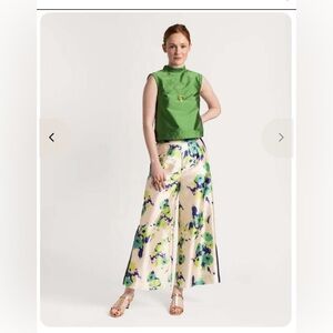 Frances Valentine Tuileries Floral green navy pink cream  palazzo Pants size 12